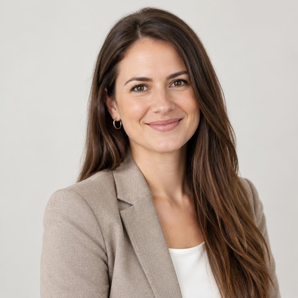 Portrait of a professional woman with long hair smiling