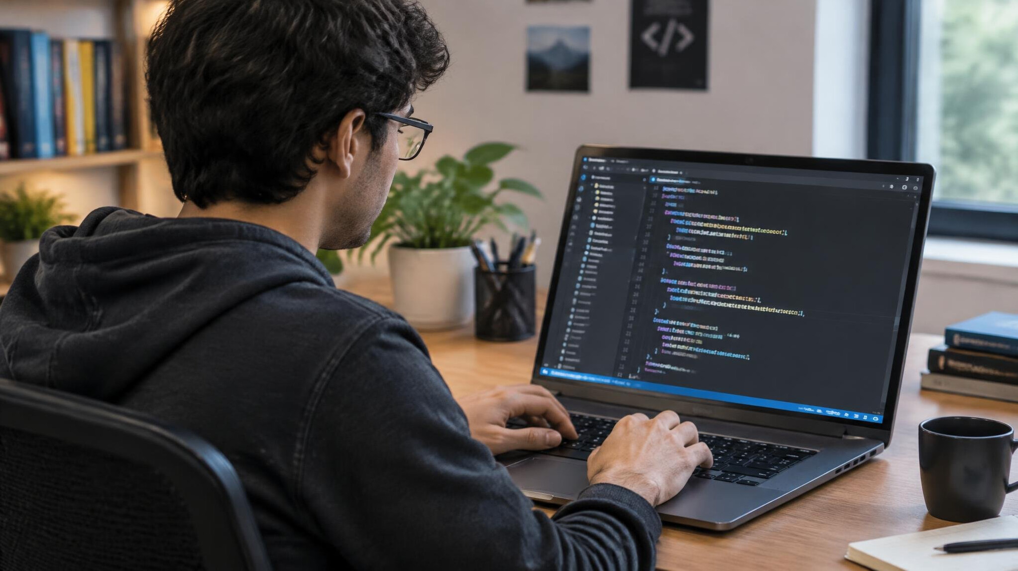 programmer coding at desk